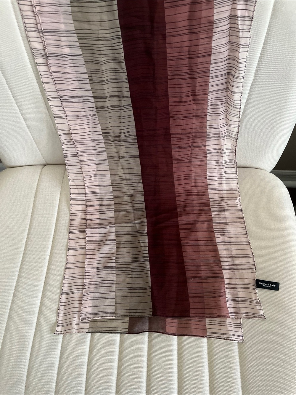 Kenneth Cole New York Striped Sheer Scarf in Blush, Taupe & Burgundy